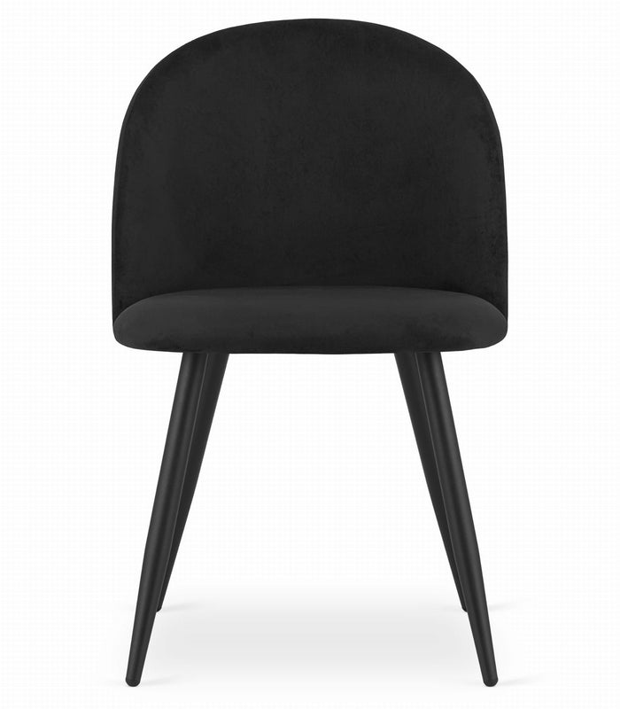Valora Bello Chair Black Velvet Metal Legs Set di 4