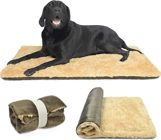 Cuscino Plush Reversibile e Lavabile - Materasso per Cani da Esterno - Grande Medio Piccolo e Piccolo Cani e Gatti - Marrone - 110 x 70 cm