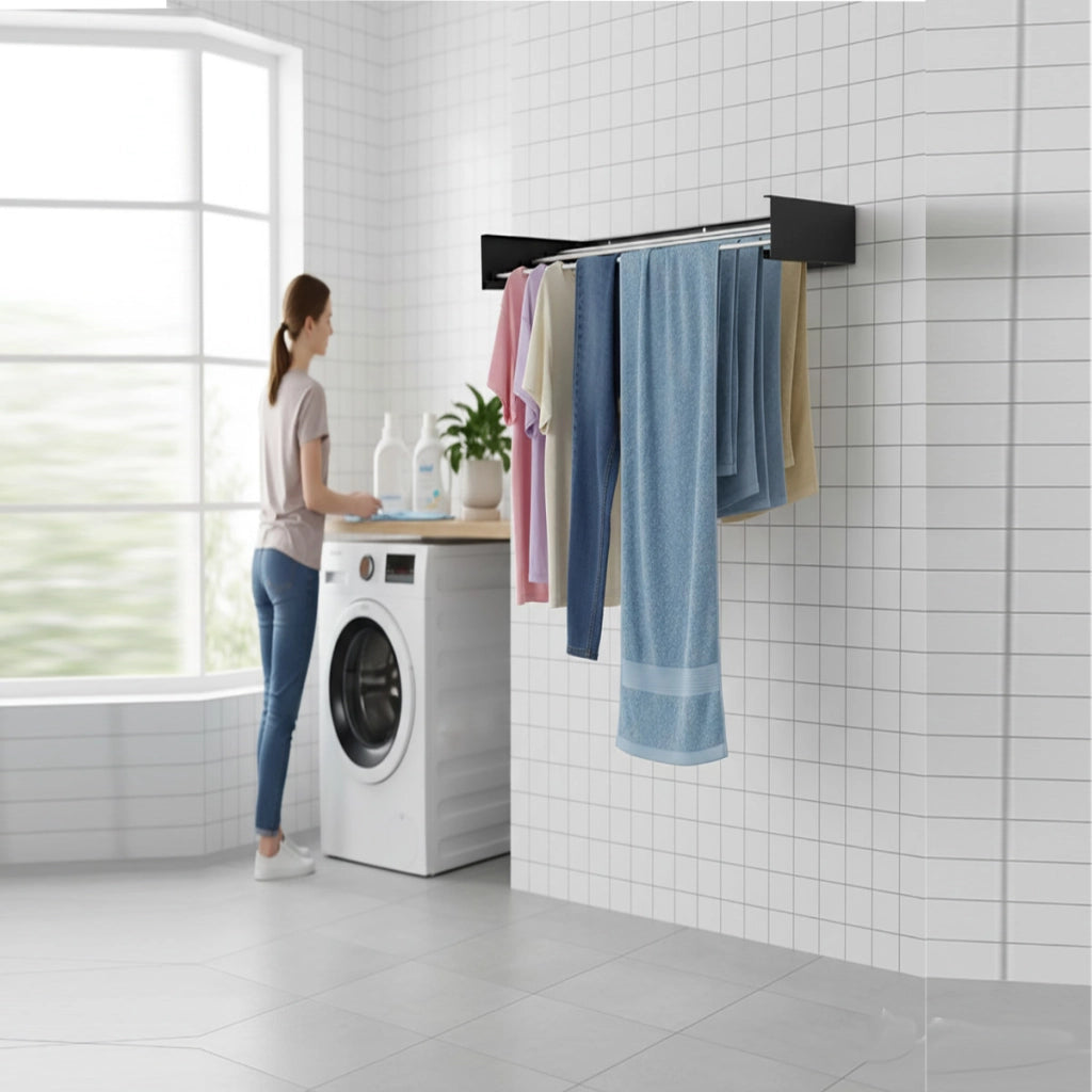 STENDIBIANCHERIA DA MURO 80CM ALLUMINIO SALVASPAZIO BAGNO INTERNO ESTERNO 73214