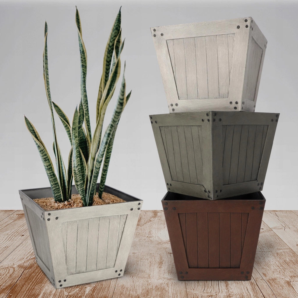 Vaso da fiori KADAX, quadrato, 30 cm, per balcone o terrazzo, grigio.
