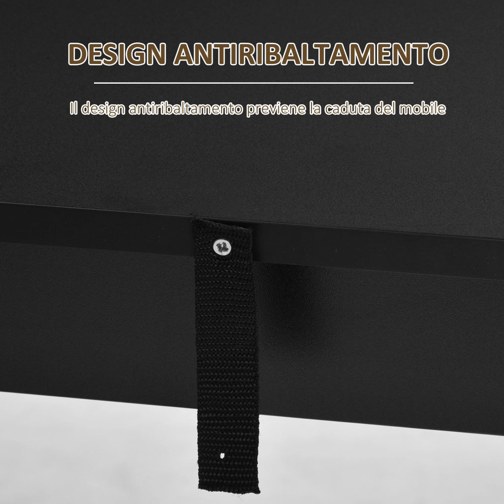 Tavolo da bar con mensole ¨C zephmum ¨C in legno, nero, 112x57x106cm