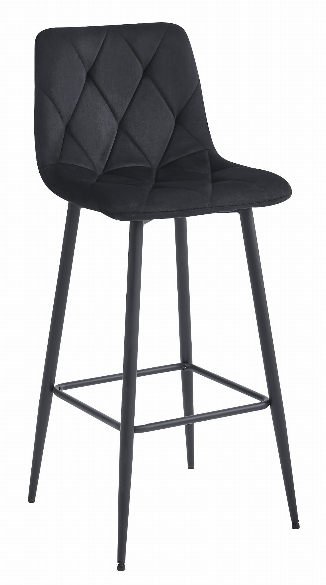 Sgabello da bar Valora KODA STOOL in velluto nero con gambe nere