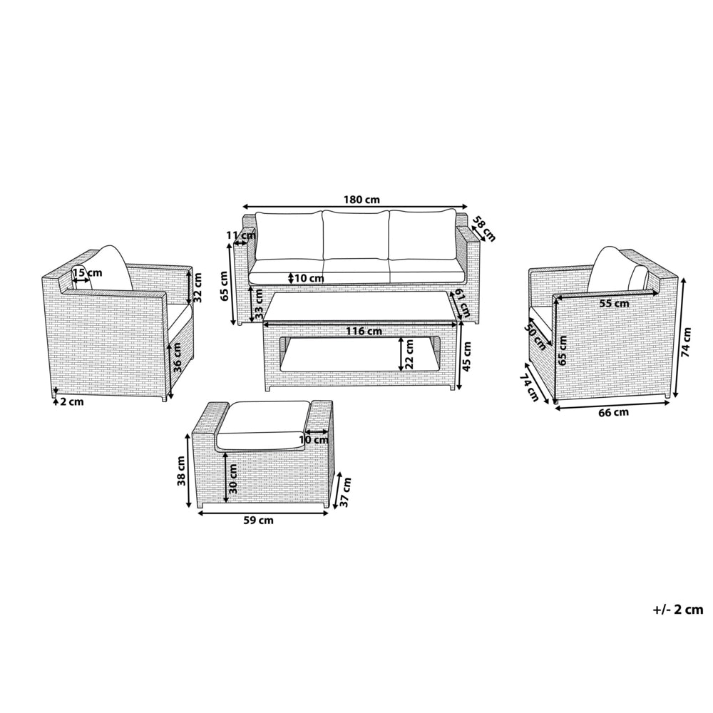 Set divano ad angolo da giardino bianco finto rattan grigio cuscini 6 posti con tavolo ottomana set di conversazione in vimini per esterni