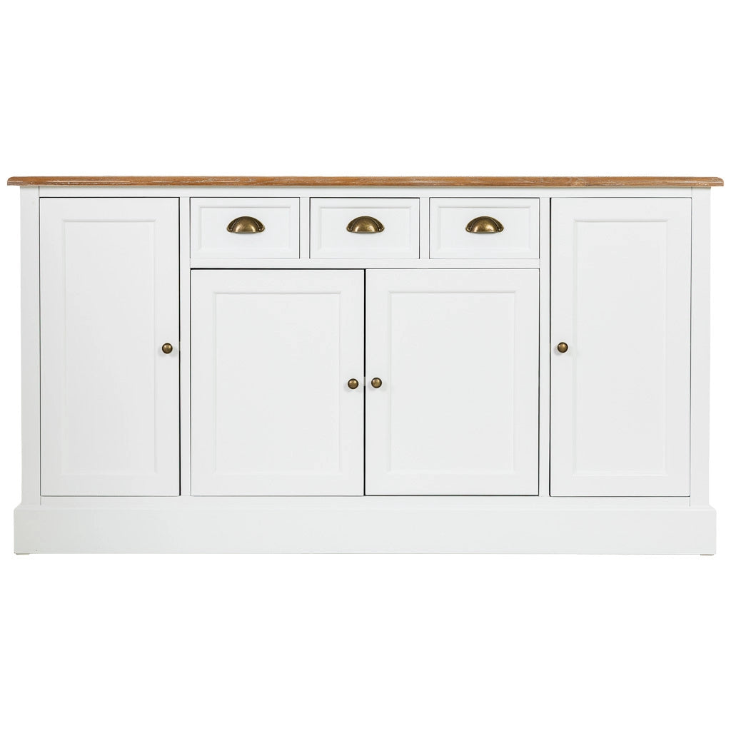 Credenza in legno bianco con 4 cassetti e 4 ante, 150x40x80,5h cm
