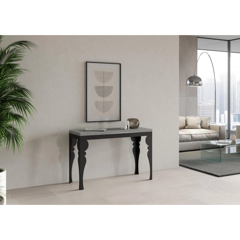Tavolo apribile 120/200x45/90 cm Paxon Double telaio Antracite - Cemento
