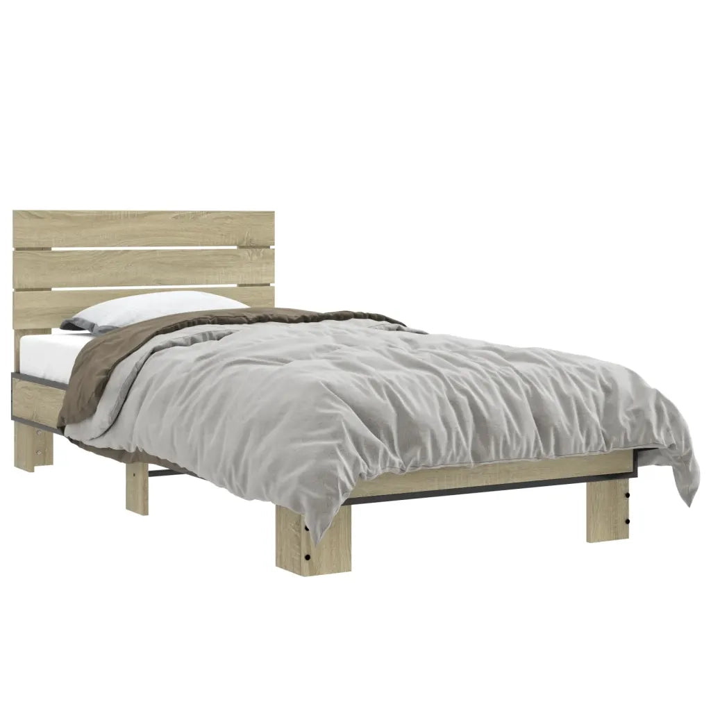 vidaXL Giroletto Rovere Sonoma 90x190cm in Legno Multistrato e Metallo