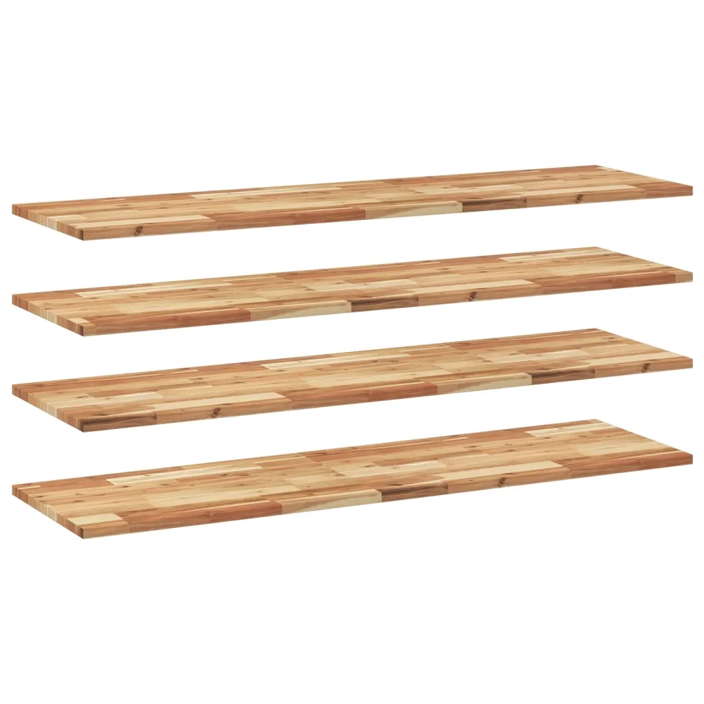 4 pz Mensole da Parete | Scaffali a Parete | Ripiano a parete 120x40x2 cm Legno Acacia Rifinito a Olio
