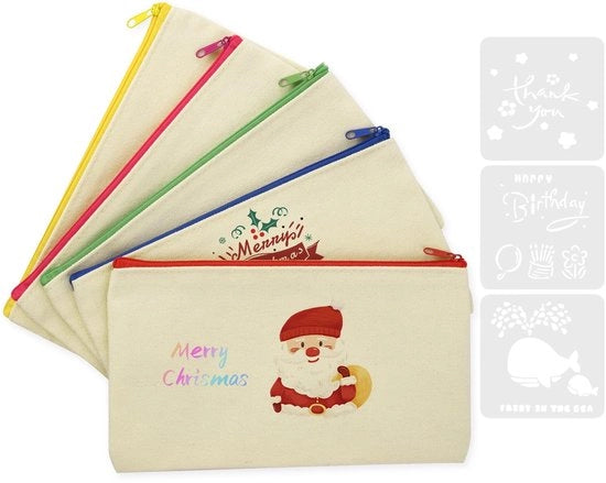 Borsa di stoffa DIY leggera, pacchetto da 5 borse di stoffa per dipintura, borse per bambini da dipintura, contenitore da dipintura, 20 x 12 cm, borsa di tela per cosmetici, per articoli da ufficio, piccoli oggetti
