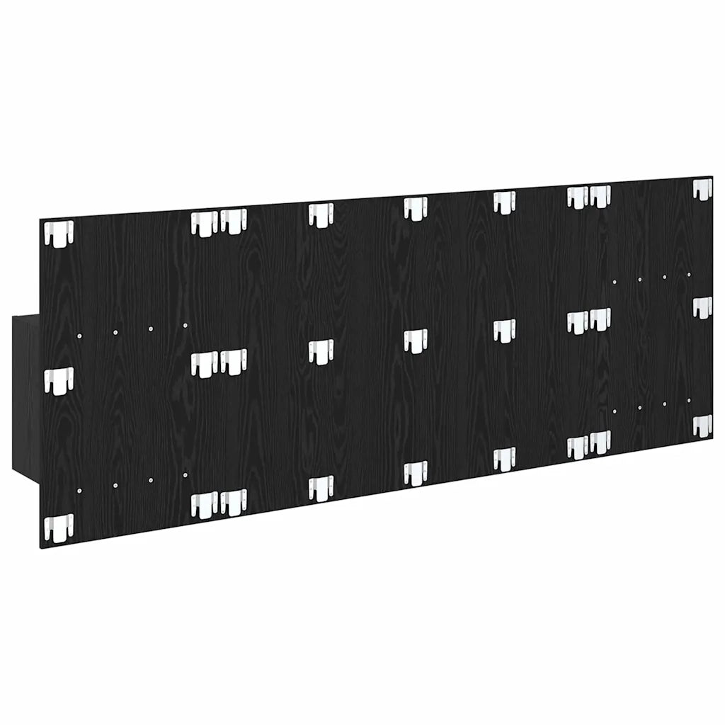 Testata con Comodino 3 pz-Set di 3 Testiera con Contenitore Rovere Nero Legno multistrato 121056