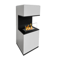 Camino a bioetanolo biocamino da terra Oslo in acciao bianco L38xP38xH100