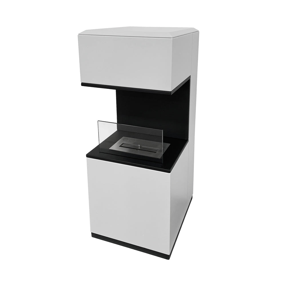 Camino a bioetanolo biocamino da terra Oslo in acciao bianco L38xP38xH100