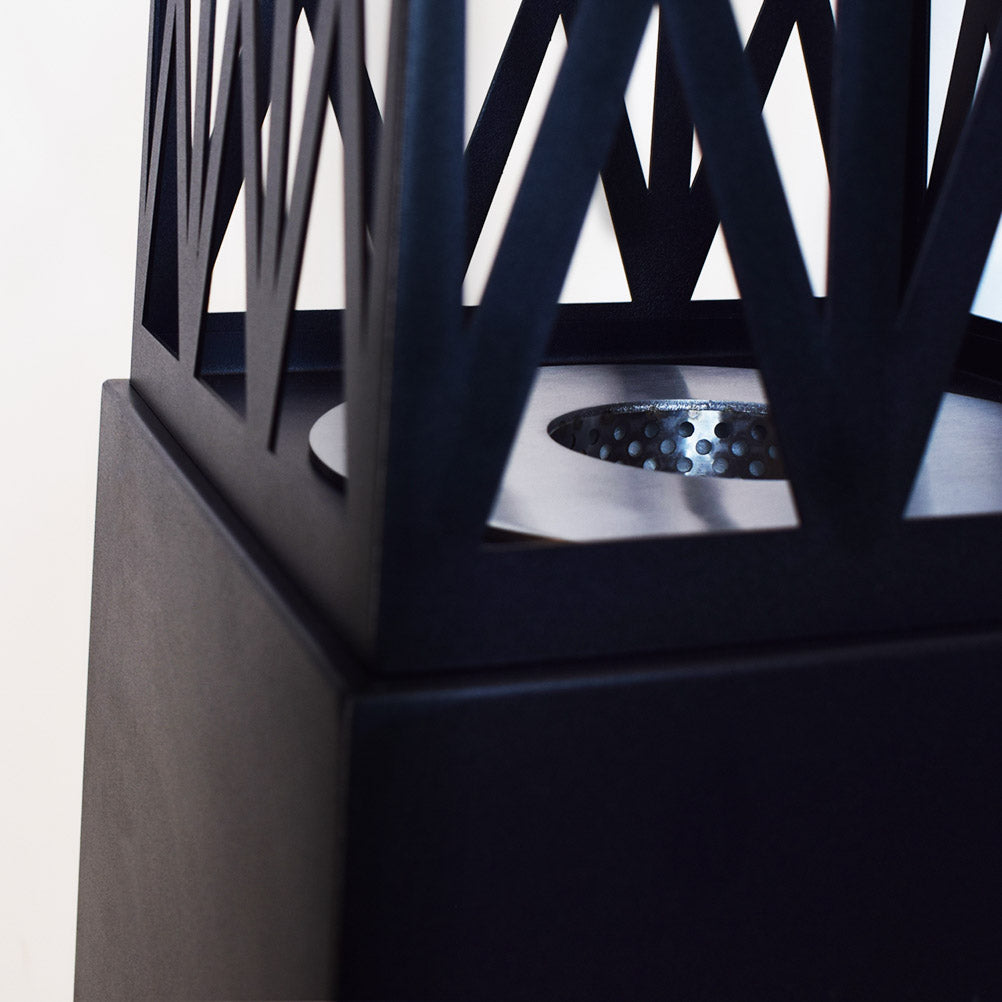 Camino a bioetanolo da giardino per esterno Vulcano Nero 40x40x145