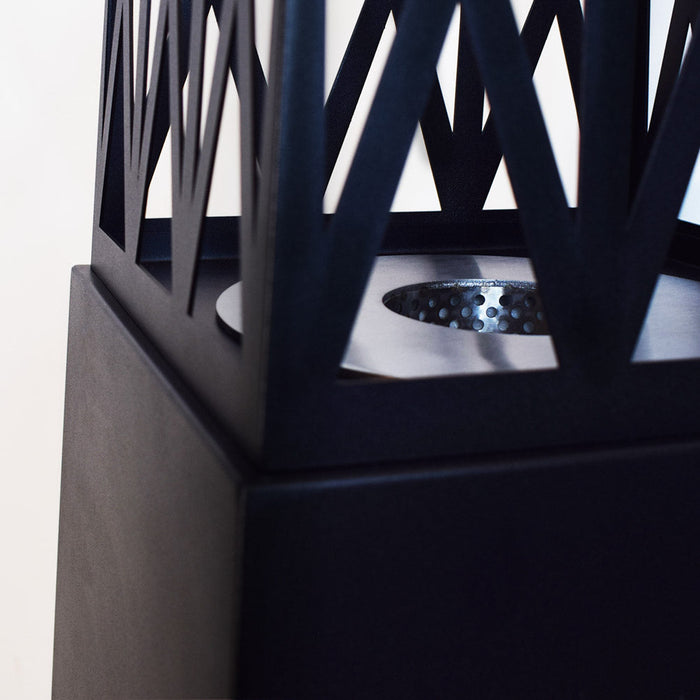 Camino a bioetanolo da giardino per esterno Vulcano Nero 40x40x145