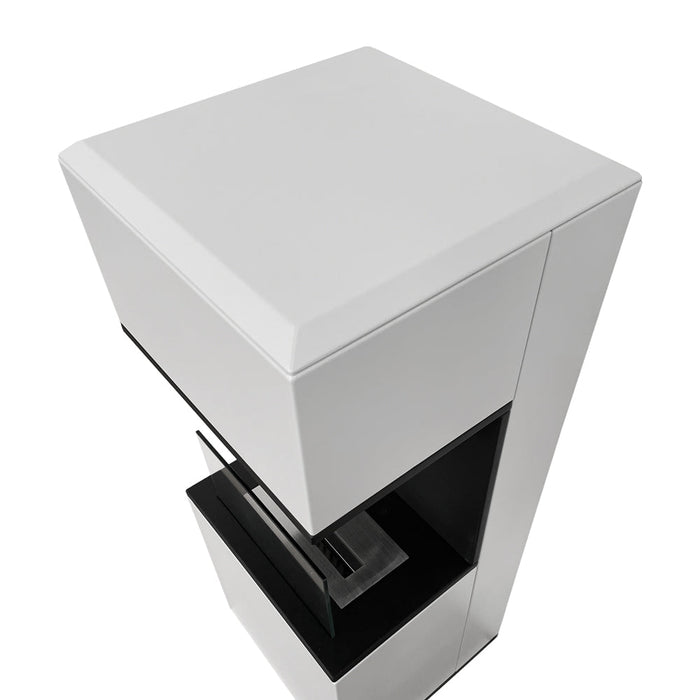 Camino a bioetanolo biocamino da terra Oslo in acciao bianco L38xP38xH100