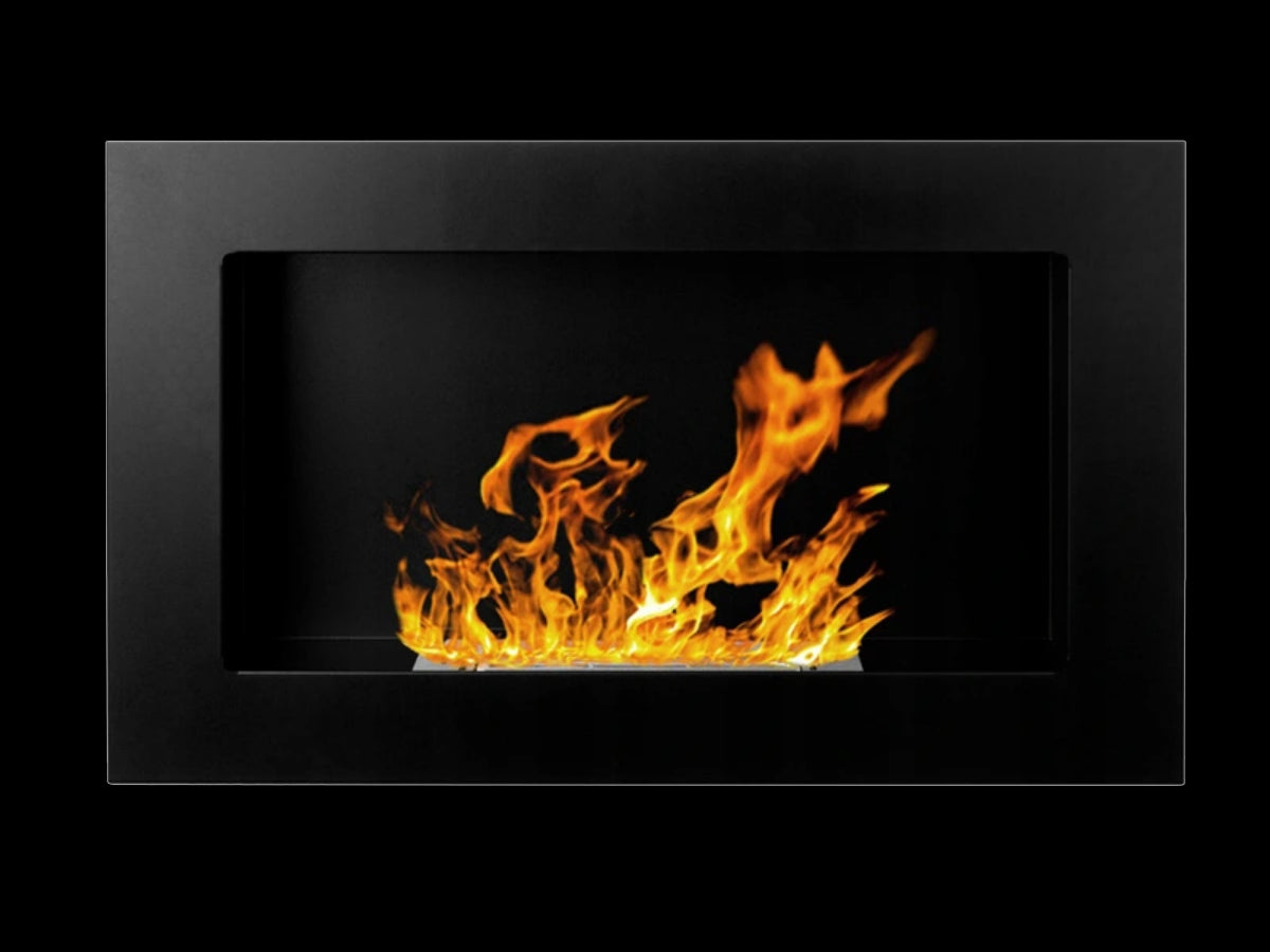 Camino a bioetanolo da parete o incasso Pisa Nero L 65 x P 12 x H 40