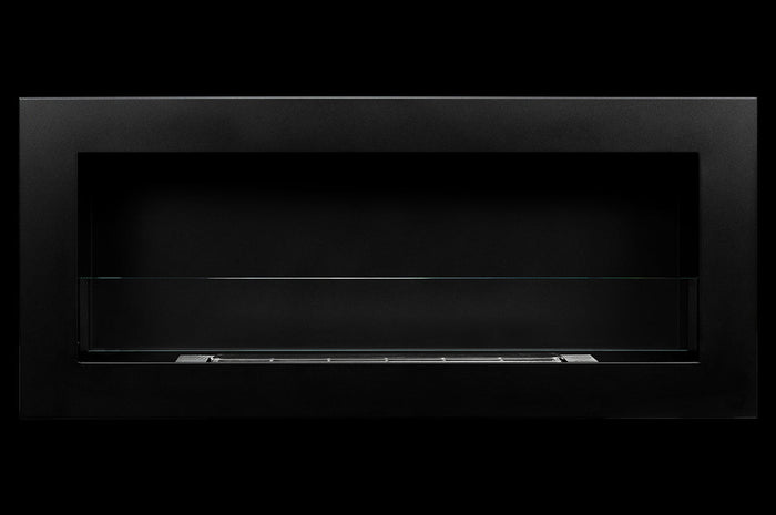 Camino a bioetanolo da parete o incasso Livorno Nero L 90 x P 12 x H 40 con vetro