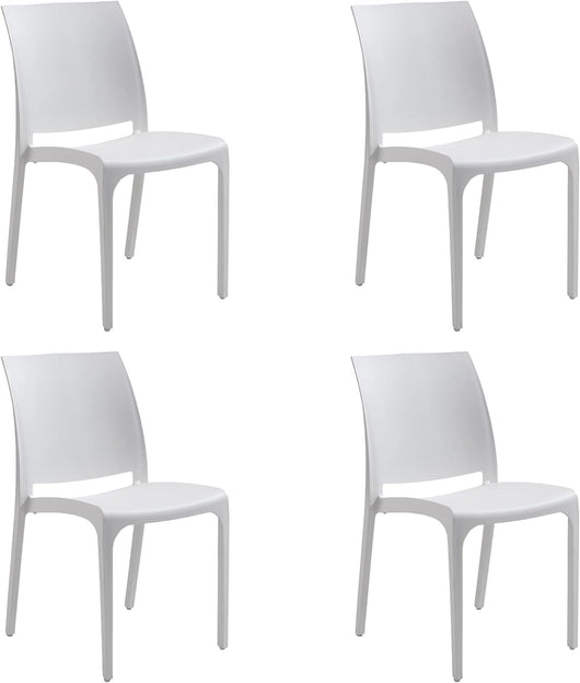 Sedia set 4 pz in resina impilabile made in Italy design per interno esterno SOFIA Bianca