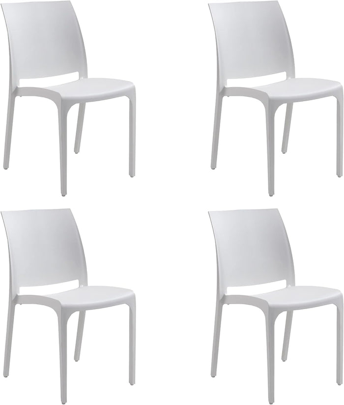 Sedia set 4 pz in resina impilabile made in Italy design per interno esterno SOFIA Bianca
