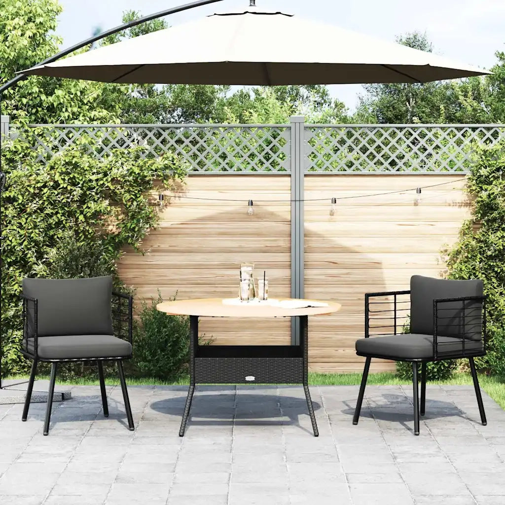 Sedie da Giardino con Cuscini 2 pz | Sedie da Esterno Nere in Polyrattan