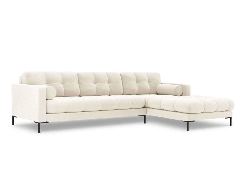 Cosmopolitan Design - Divano angolare destro "Bali" 5 posti in velluto beige chiaro 