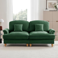 Divano 2 posti stile medievale - Xylo - Chenille, piedi legno, verde