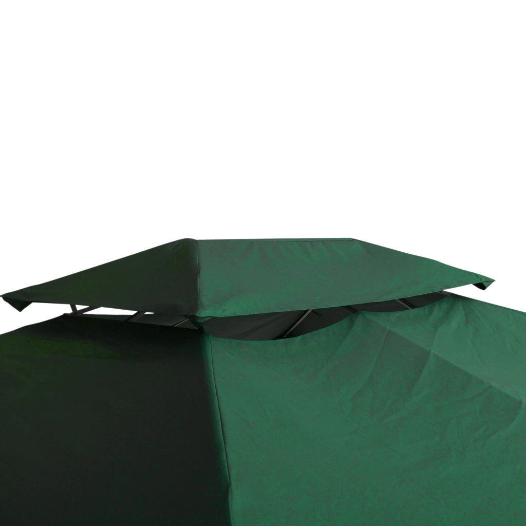Copertura per Gazebo  a 2 Livelli  con Cinghie e 10 Fori di Drenaggio 4x3m in Poliestere Verde