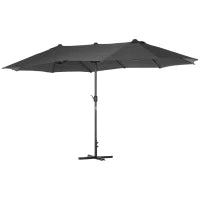 Ombrellone da Giardino XXL 4,6L x 2,7l x 2,4H cm con Base a Croce, Apertura e Chiusura con Manovella, Acciaio e Poliestere ad Alta Densità, Grigio