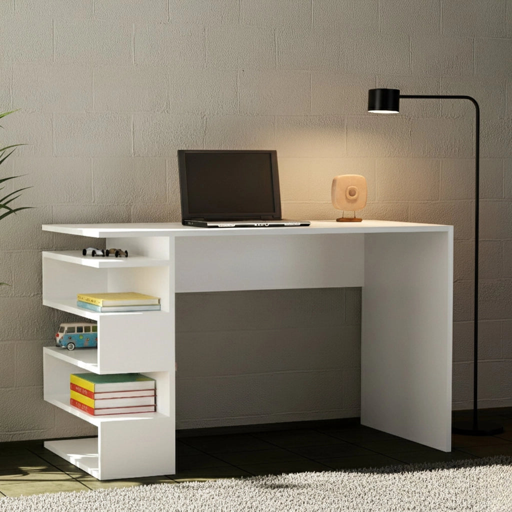 Kate, Scrivania un Ripiano, 120x60x75h cm Bianco