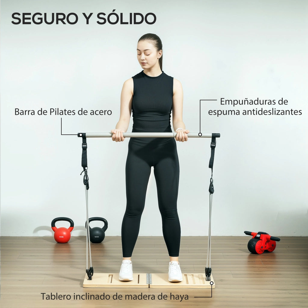 Barra Pilates con Bande Elastiche ¨C zephmum ¨C 90x33x3 cm