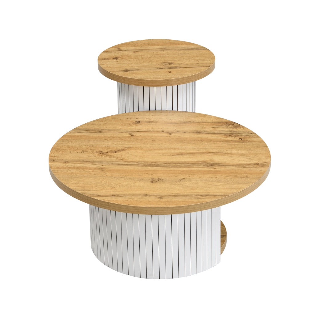 Tavolino da Caff¨¨ Rotondo in Legno Naturale per Soggiorno ¨C Xylo ¨C Multifunzionale