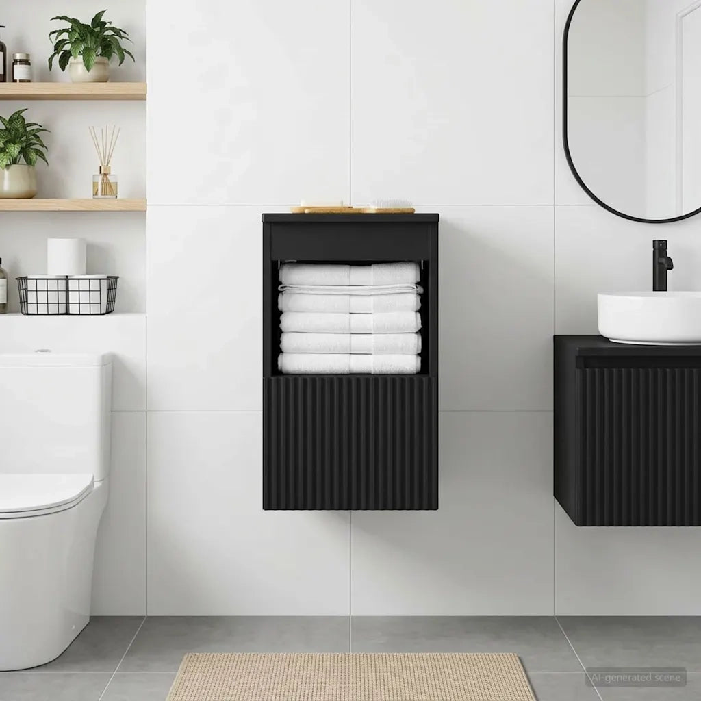 Mobile da Bagno Nero 30 x 41 x 50 cm Legno ingegnerizzato 890493