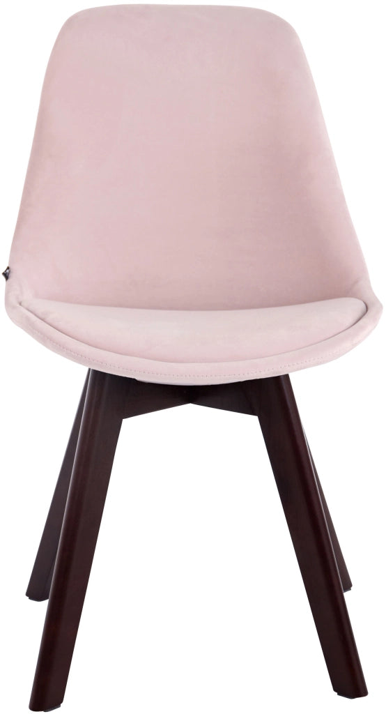 Set da 4 sedie Borneo in velluto rosa,noce
