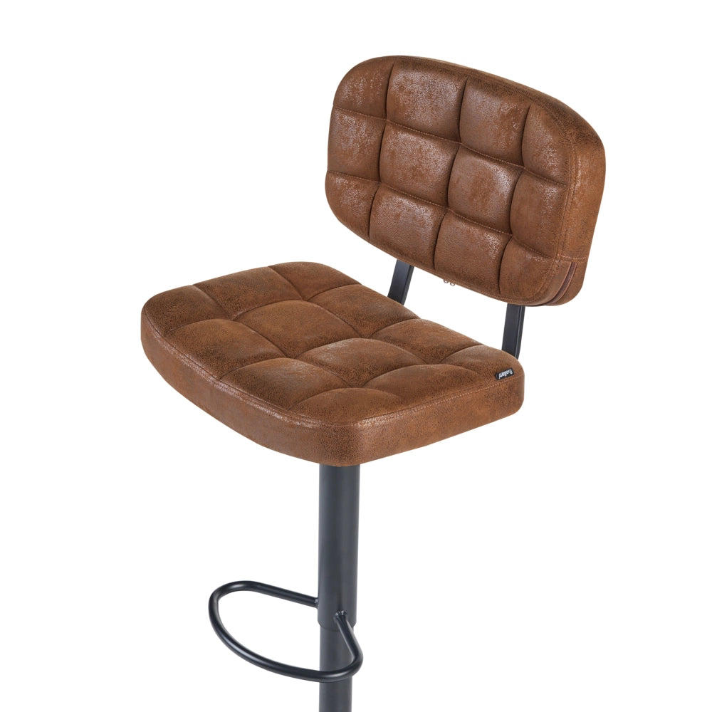 Set di 2 sgabelli da bar girevoli regolabili in altezza rivestiti in ecopelle scamosciata marrone stile retrò