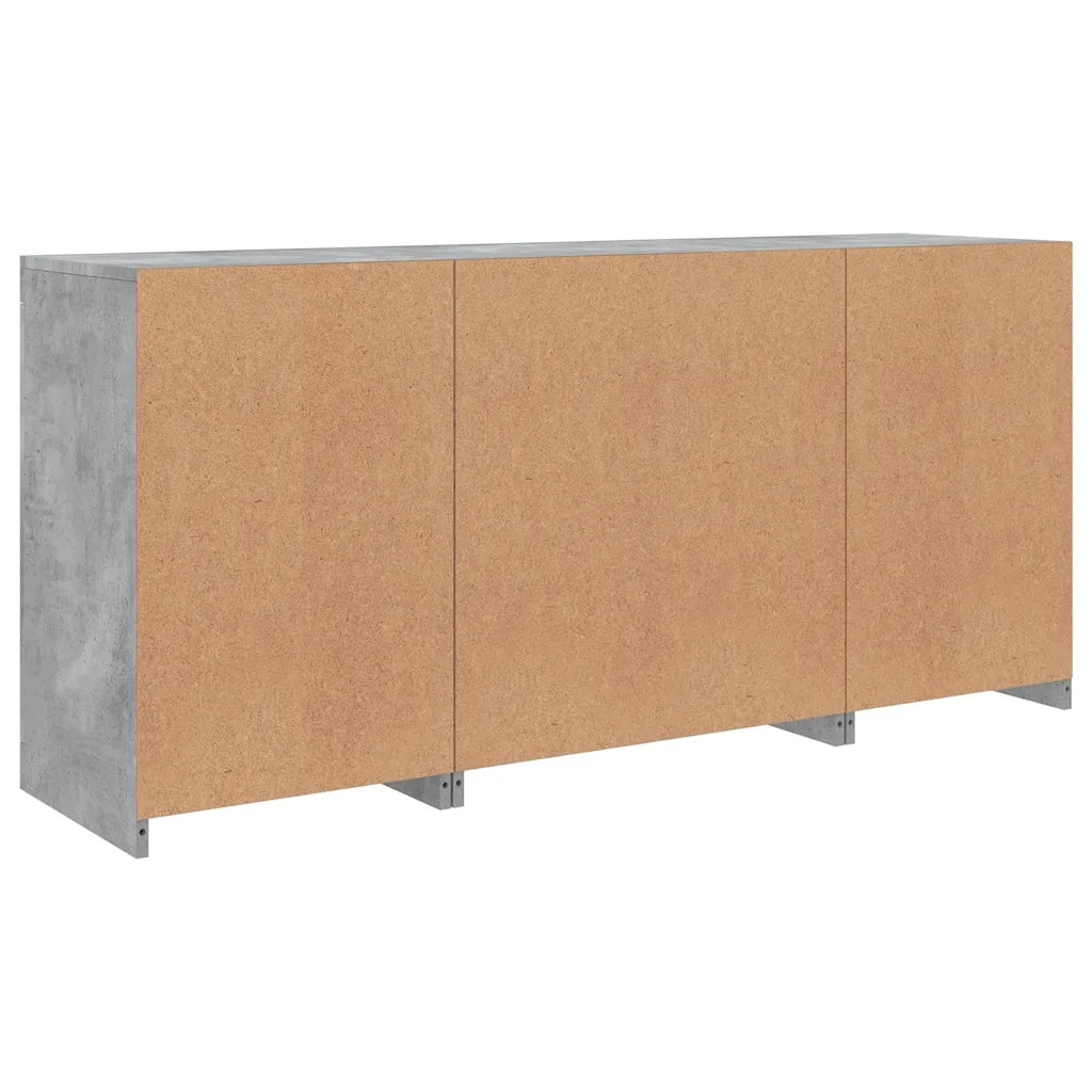 Credenza | Madia | Buffet da pranzo | Armadio da pranzo con Luci LED Grigio Cemento 142,5x37x67 cm