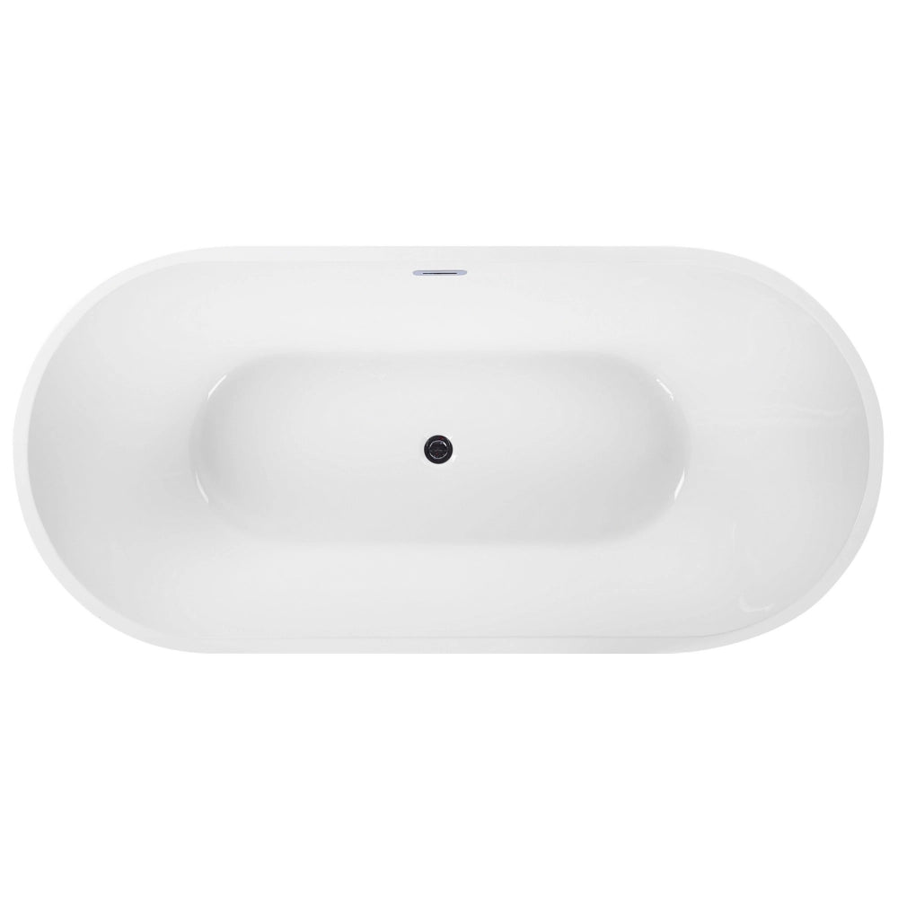Vasca da bagno freestanding bianco lucido sanitario acrilico ovale moderno design minimalista