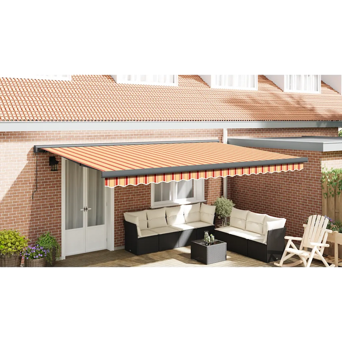 Tenda Sole Retrattile Gialla e Bianca 4x3 m Tessuto e Alluminio 3154558