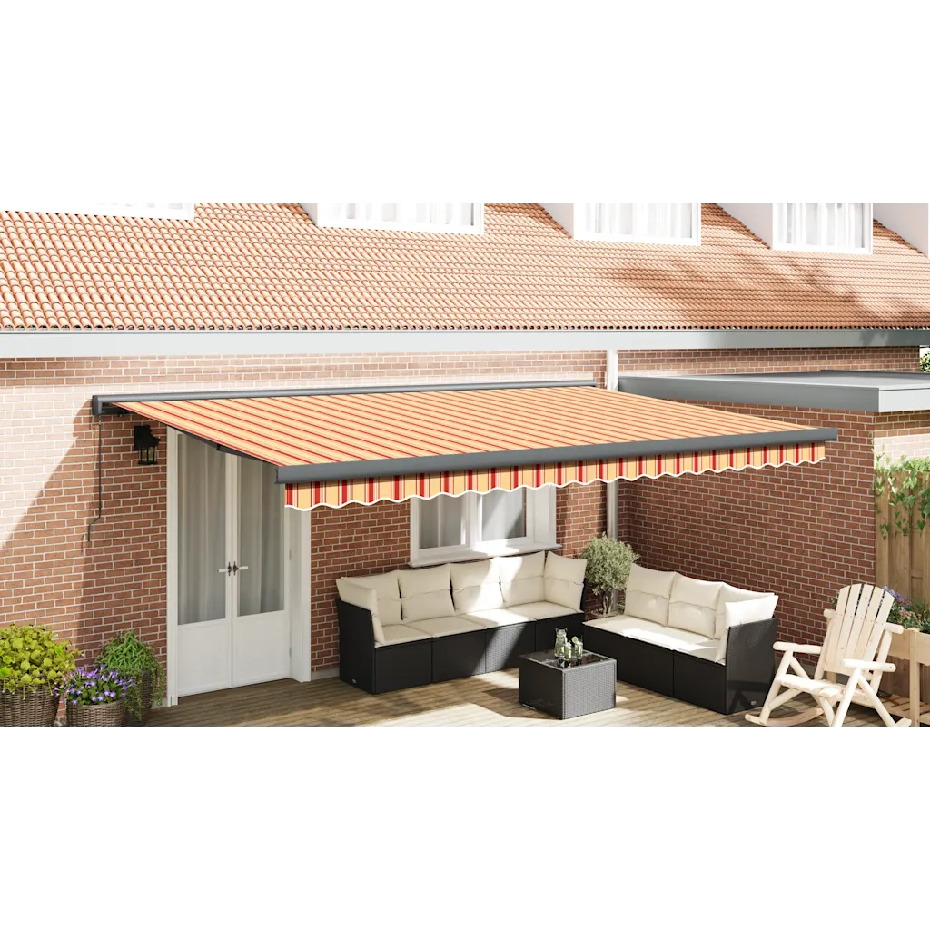 Tenda Sole Retrattile Gialla e Bianca 4x3 m Tessuto e Alluminio 3154558