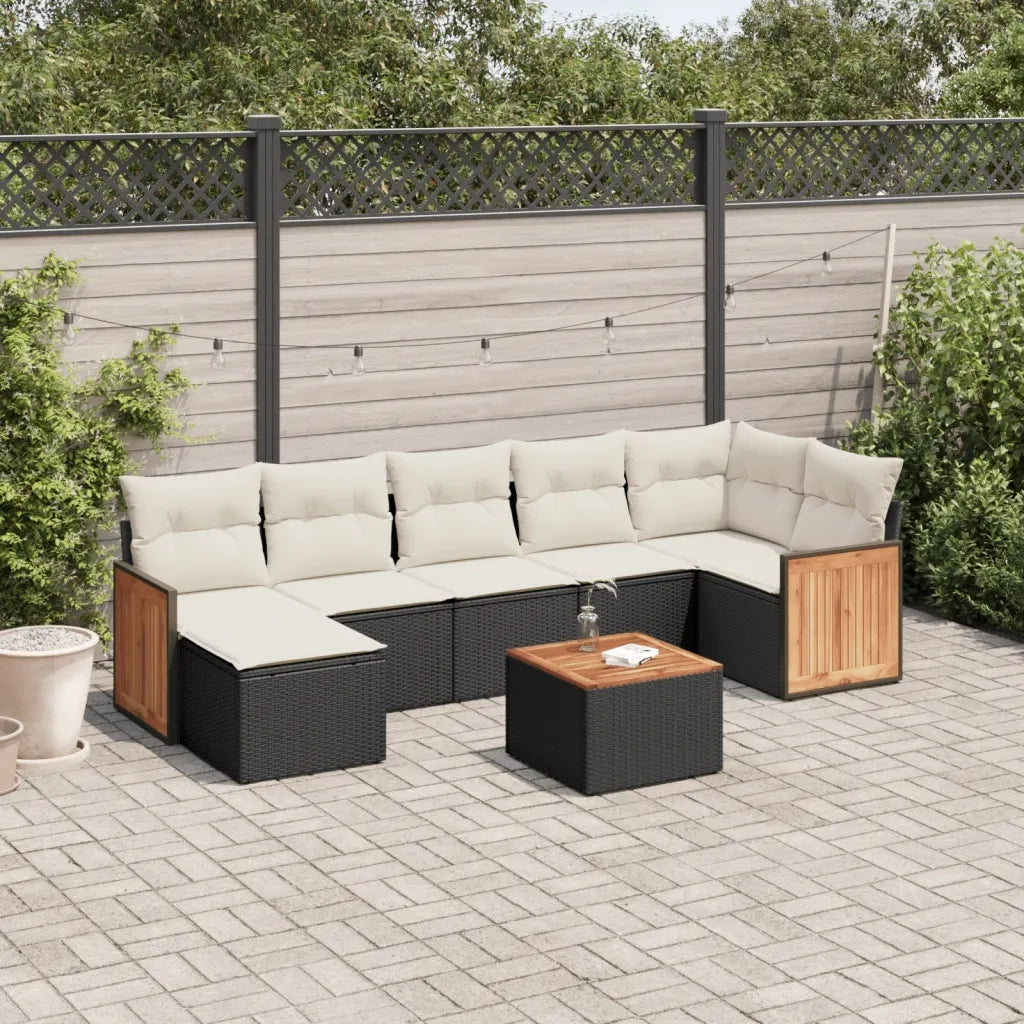 Set Divani da Giardino con Cuscini 8 pz Nero in Polyrattancod mxl 90347