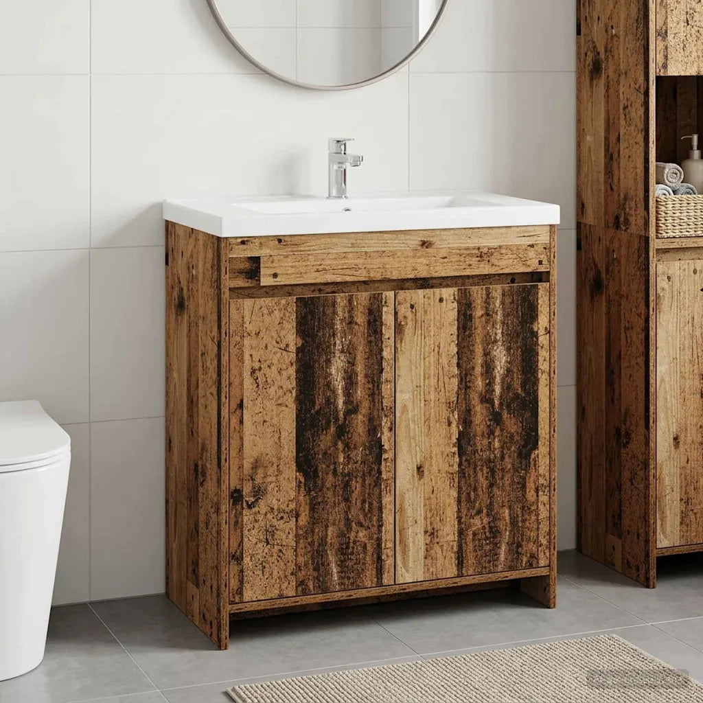 Mobiletto da Bagno Sotto Lavabo Legno antico 890790
