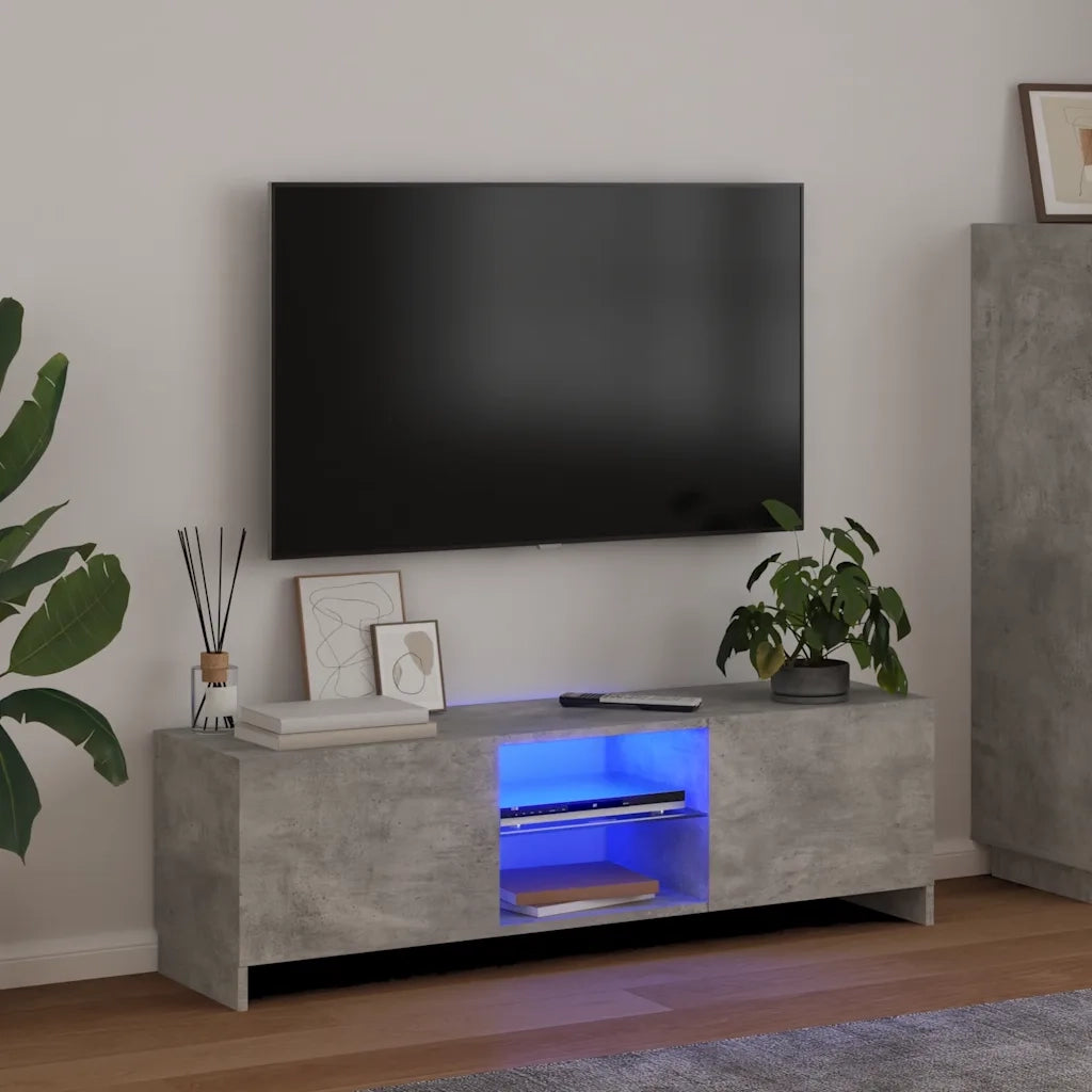 Mobile TV | Armadietto TV | Mobile Porta TV con Luci LED Grigio Cemento 120x30x36 cm
