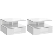 Set 2 Comodini Sospesi 35x32x22,5 cm in Legno  Bianco Lucido