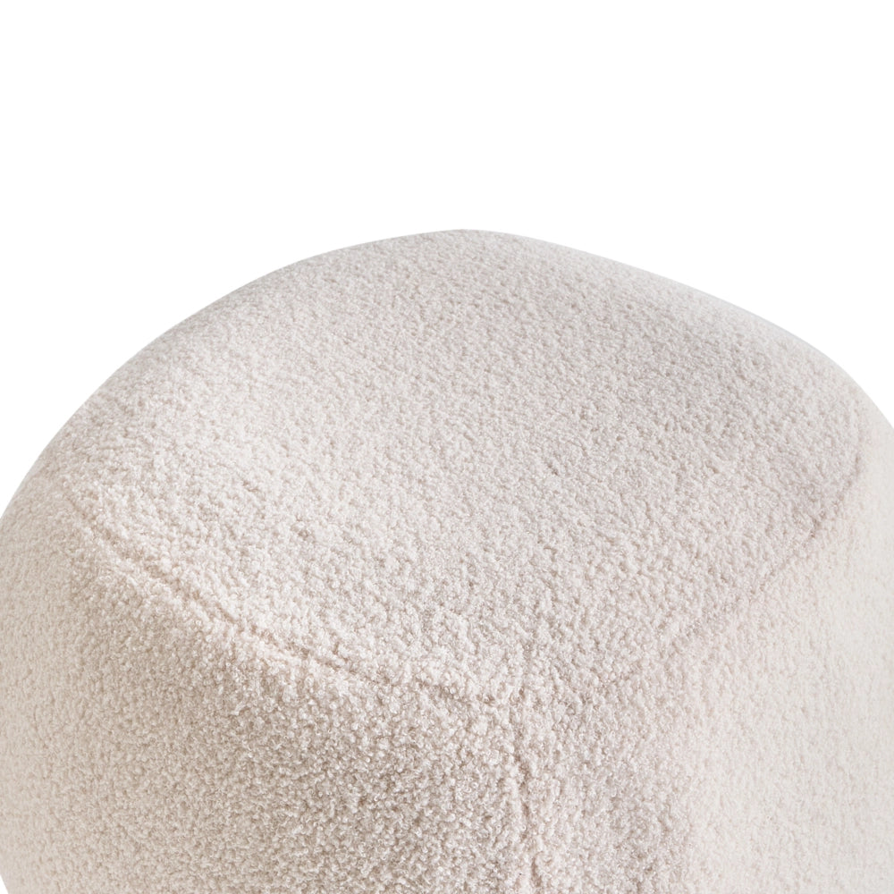 Poggiapiedi Bianco sporco Boucle Round Pouf imbottito Glam Ottomane Mobili Soggiorno