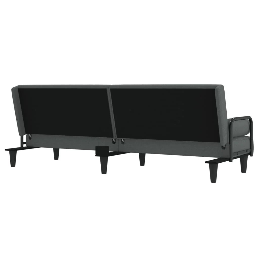 Divano letto con braccioli205 x 89 x 70 cm tessuto grigio scuro 02_0021008