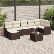 Set Divano da Giardino 8 pcs Marrone e bianco Poly Rattan 3354467