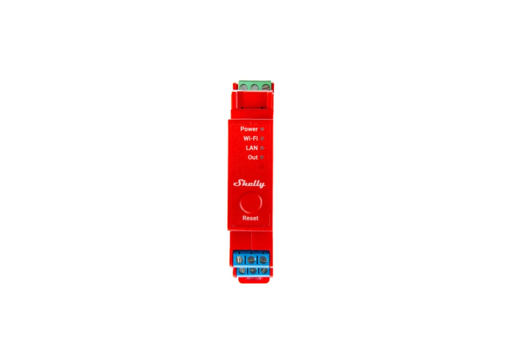 SHELLY PRO 1PM Relè montabile su guida DIN. 1 canale. Wi-Fi. LAN e Bluetooth. Automatizzazione luci. Prese. Interruttori