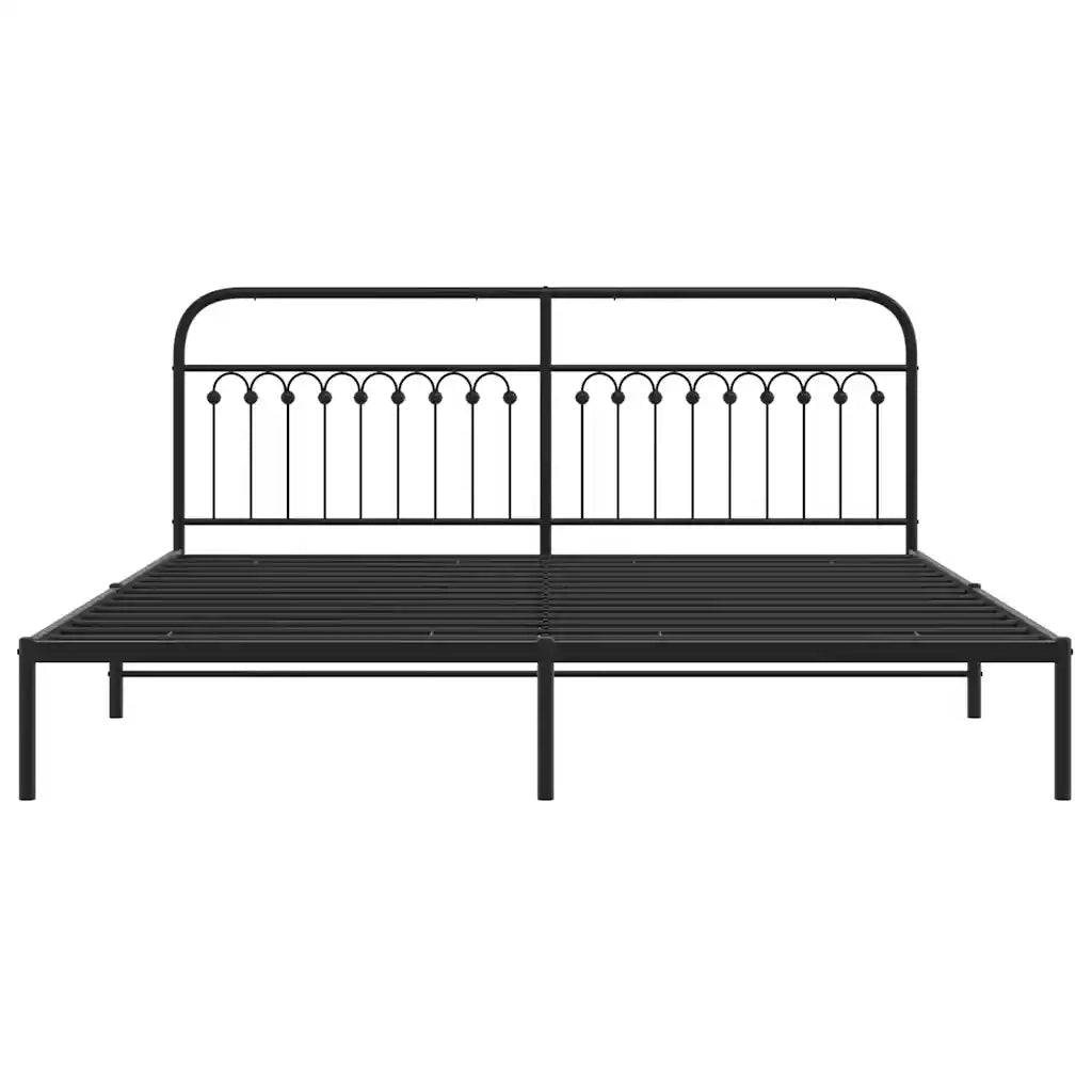 Giroletto con Testiera in Metallo Nero 200x200 cm 376607