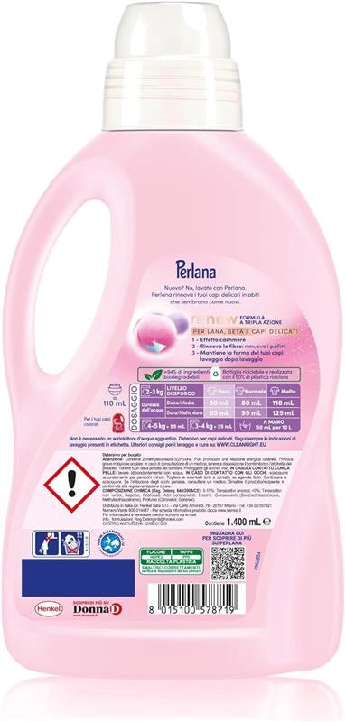 PERLANA DETERSIVO DELICATI LAVATRICE LIQUIDO PER LANA SETA E DELICATI EFFETTO CASHMERE E FIBRE RINNOVATE 28 LAVAGGI