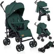 Carrello da passeggio pieghevole, costruzione ultraleggera 7kg, per bambini fino a 15kg, schienale regolabile, manubrio regolabile, cinture di sicurezza a 5 punti, sistema di chiusura rapido, pneumatici ammortizzati (Verde)