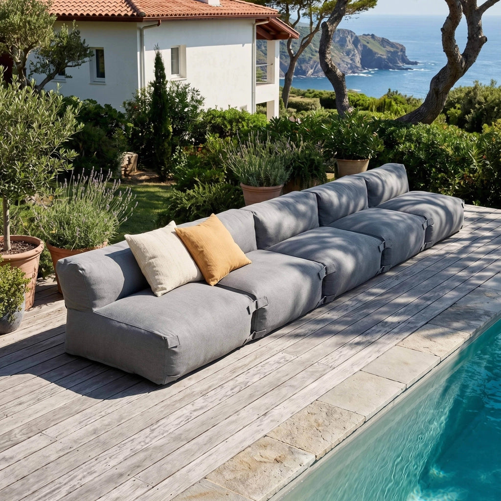 Oviala - Mobile da giardino modulare grigio a 5 posti