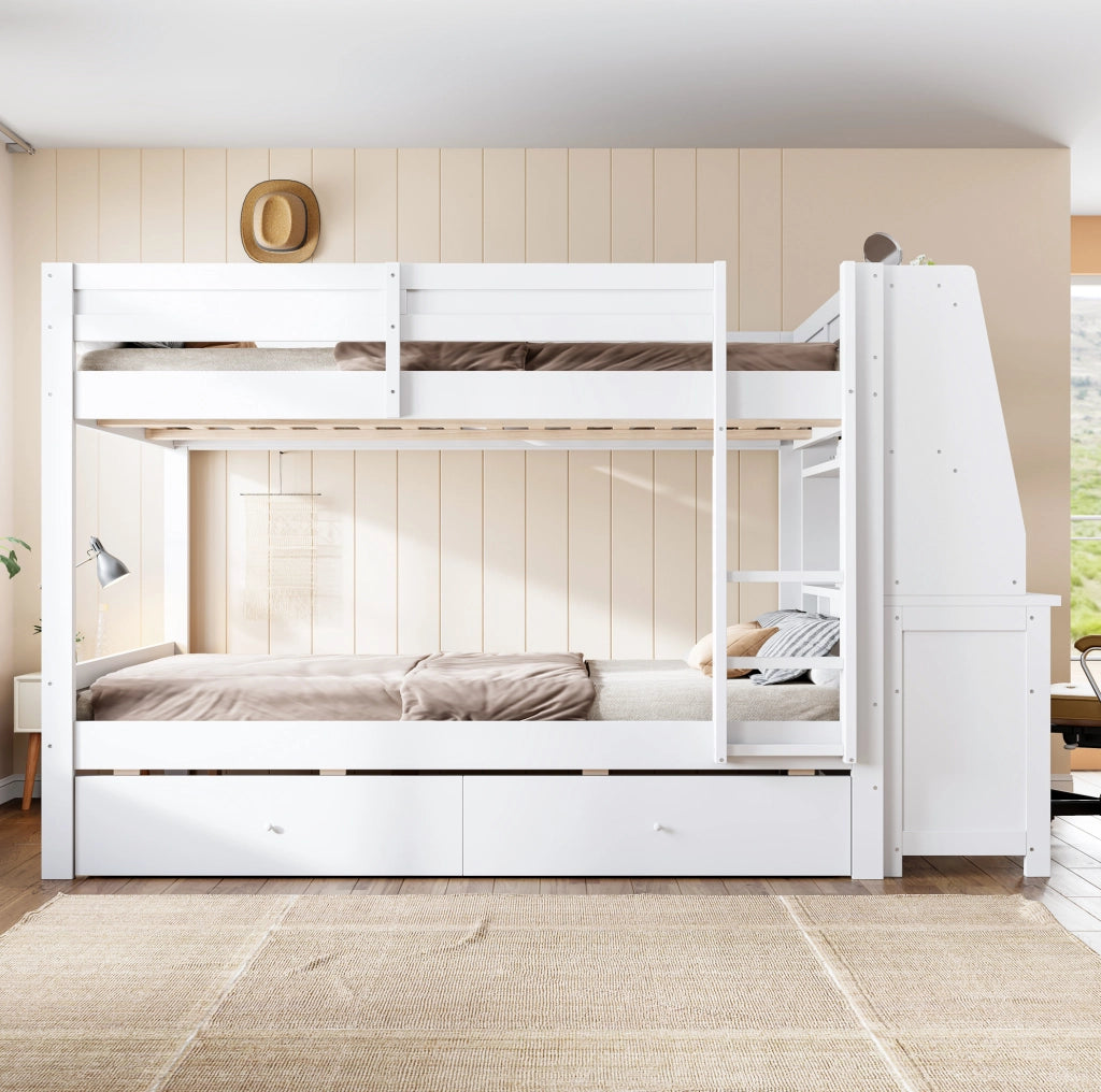 Letto a castello alto 140x200 cm con scrivania e contenitore